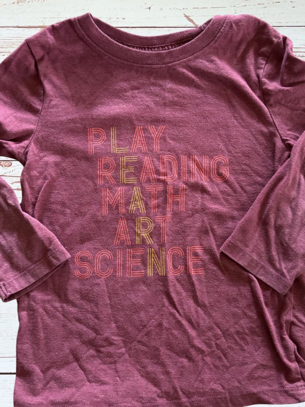 Cat & Jack 4T Burgundy “Learn” Long Sleeve Graphic Tee